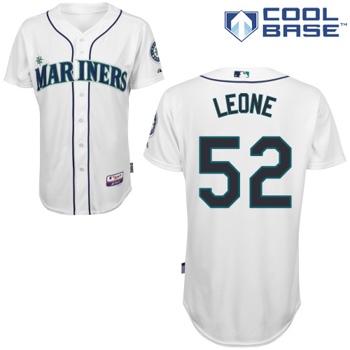 Dominic Leone #52 MLB Jersey-Seattle Mariners Men's Authentic Home White Cool Base Baseball Jersey